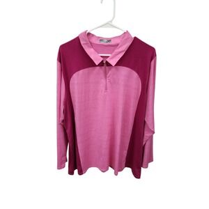 Callaway Golf Shirt Women Long Sleeves Pullover Top 1/4 Zip Sweater Pink Size 3X